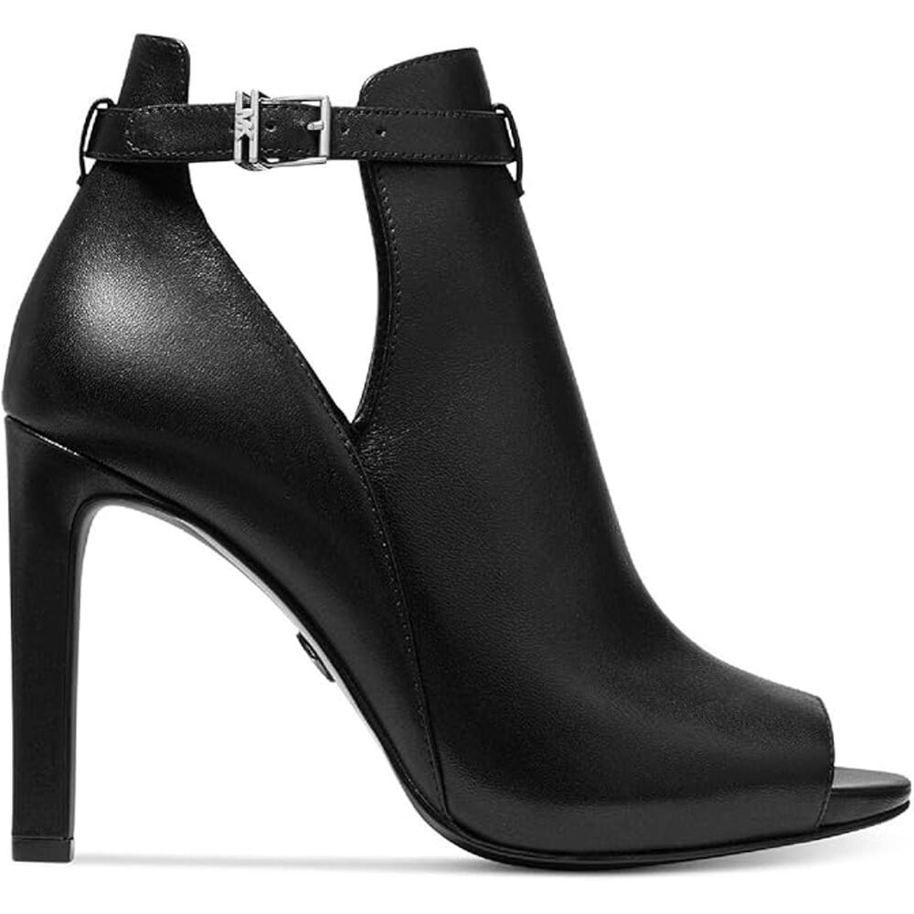 NWT Michael Kors Lawson Women Leather Ankle Wrap Booties Open Toe,Black-Size 6.5 - Picture 2 of 3